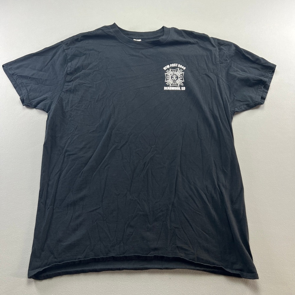 Gildan T Shirt Mens 2XL Black VFW Post 5969 Deadwood Graphic Ring Spun Cotton
